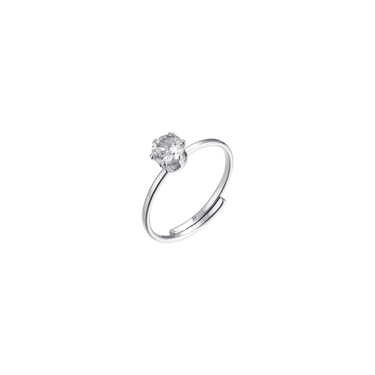 DAMEN-SOLITAIRE-RING AUS STAHL MIT WEISSEM KRISTALL Luca Barra