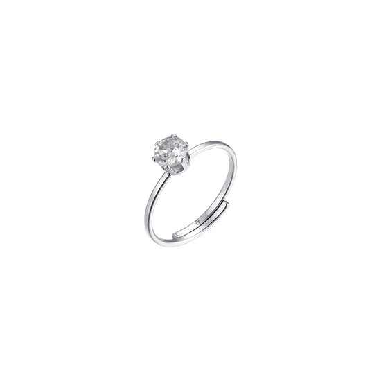 DAMEN-SOLITAIRE-RING AUS STAHL MIT WEISSEM KRISTALL Luca Barra