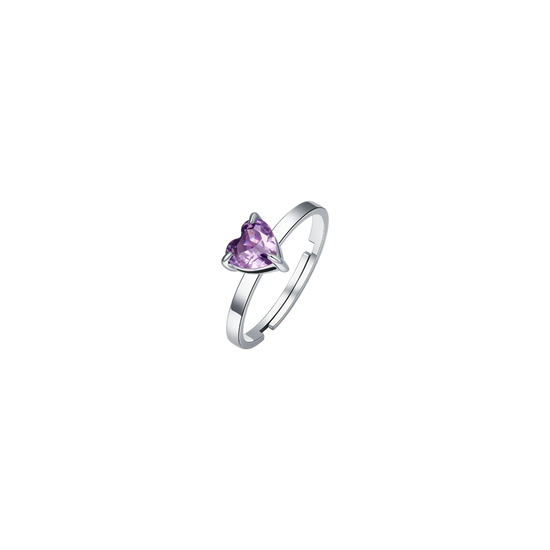 ANELLO DONNA IN ACCIAIO CON CUORE CRISTALLO VIOLA