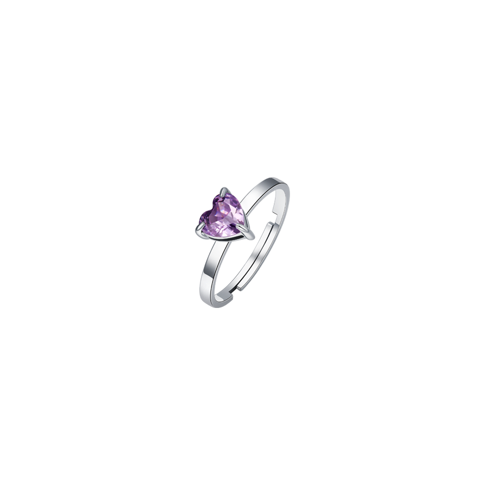 ANELLO DONNA IN ACCIAIO CON CUORE CRISTALLO VIOLA