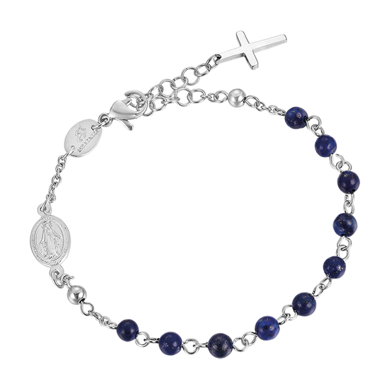 HERREN-STAHL-ROSENKRANZ-ARMBAND MIT LAPIS-STEINEN