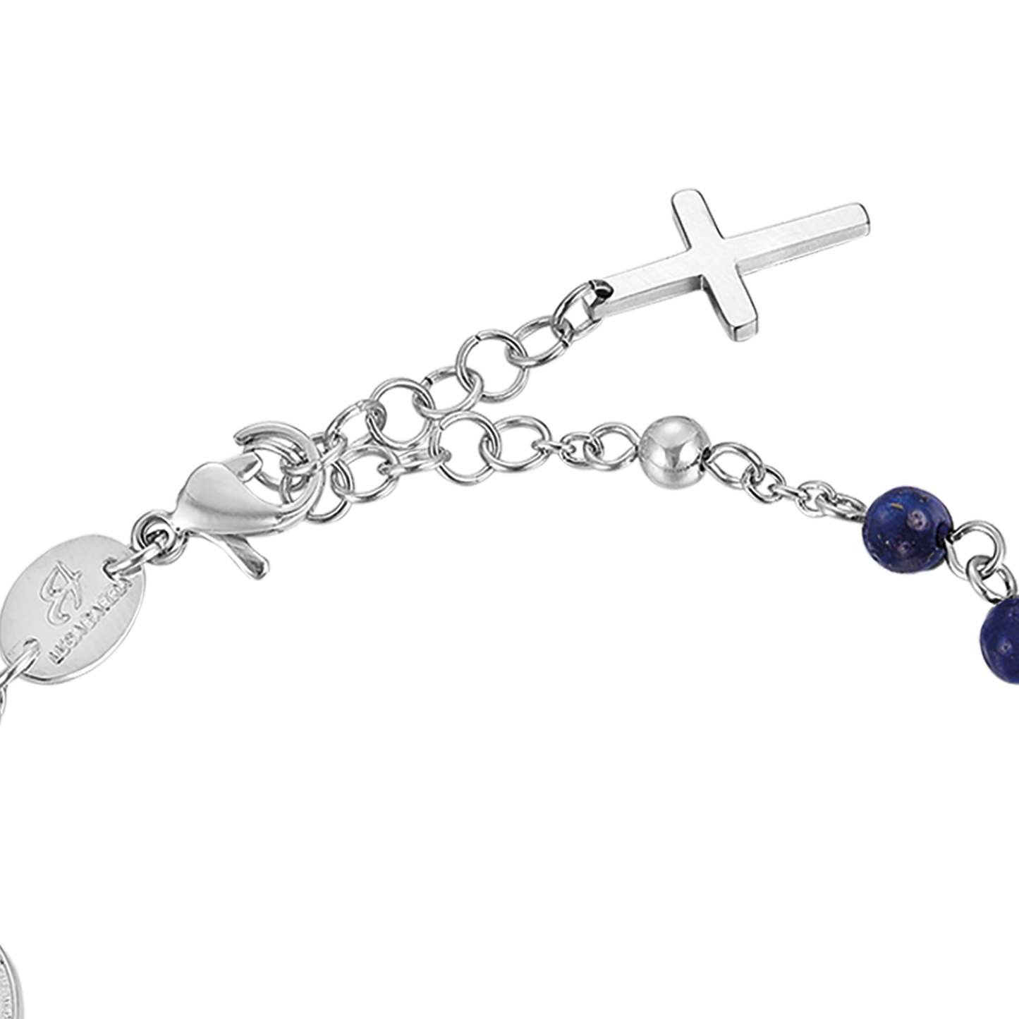 HERREN-STAHL-ROSENKRANZ-ARMBAND MIT LAPIS-STEINEN