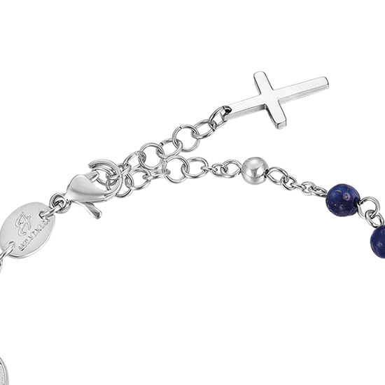 HERREN-STAHL-ROSENKRANZ-ARMBAND MIT LAPIS-STEINEN