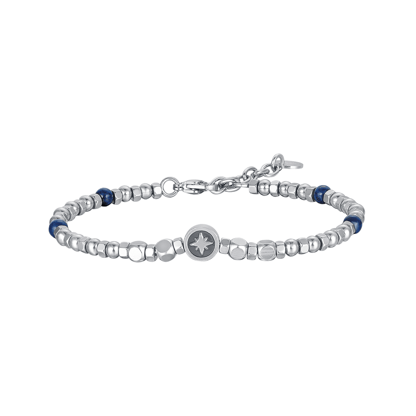 HERRENARMBAND AUS STAHL MIT LAPIS UND STERN