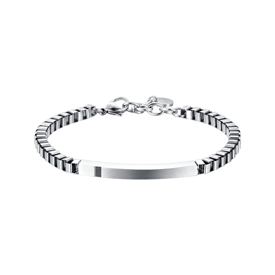 HERRENARMBAND AUS STAHL MIT SCHWARZER PLATTE UND KRISTALLEN