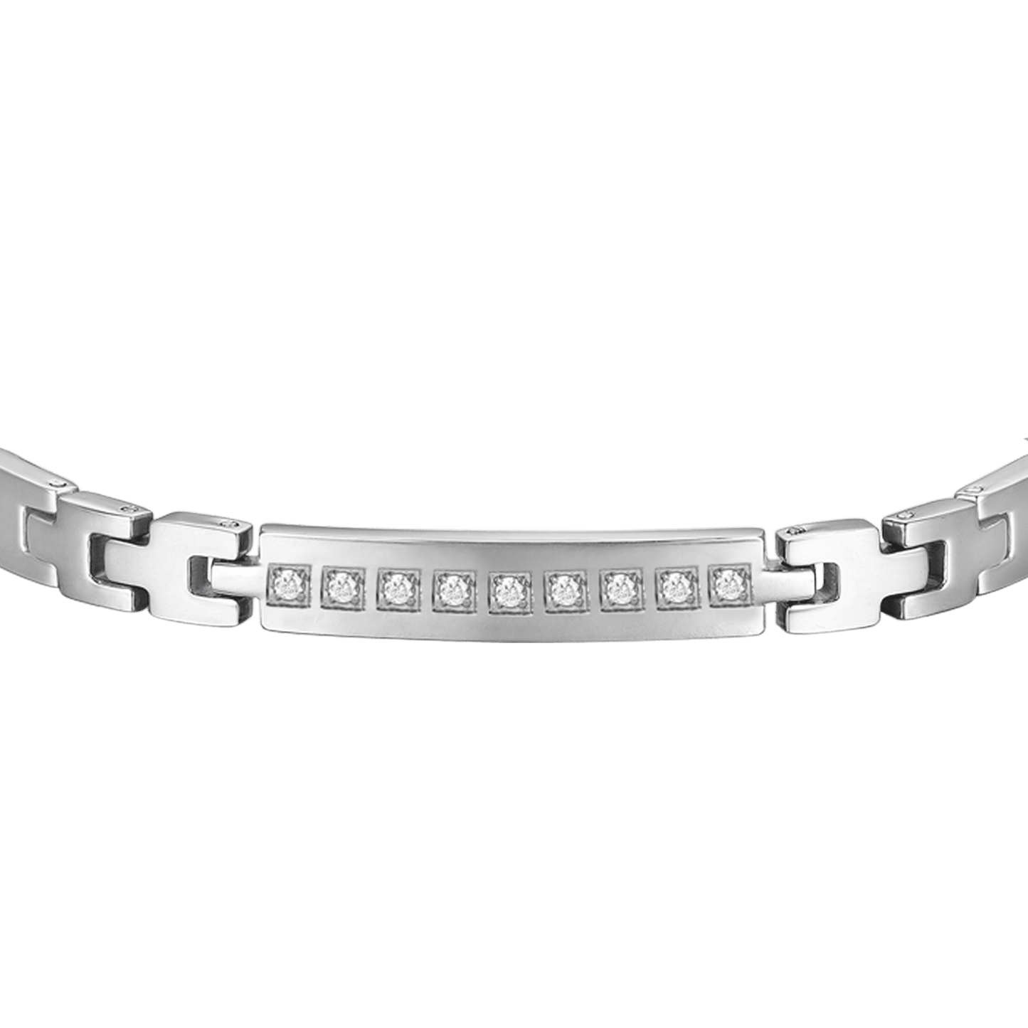 HERRENARMBAND AUS STAHL MIT WEISSEN KRISTALLEN