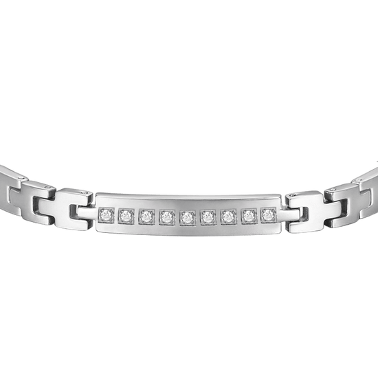 HERRENARMBAND AUS STAHL MIT WEISSEN KRISTALLEN