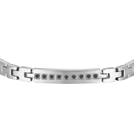 HERRENARMBAND AUS STAHL MIT SCHWARZEN KRISTALLEN