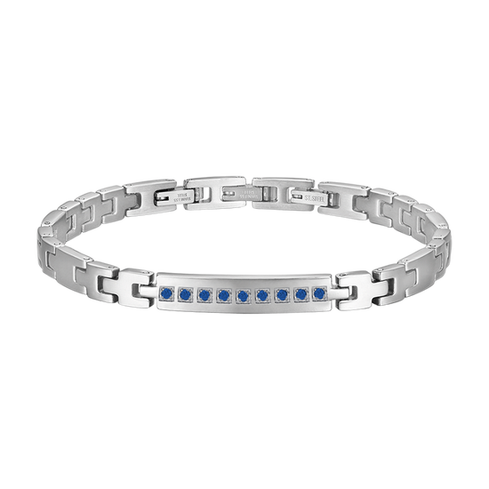 HERRENARMBAND AUS STAHL MIT BLAUEN KRISTALLEN