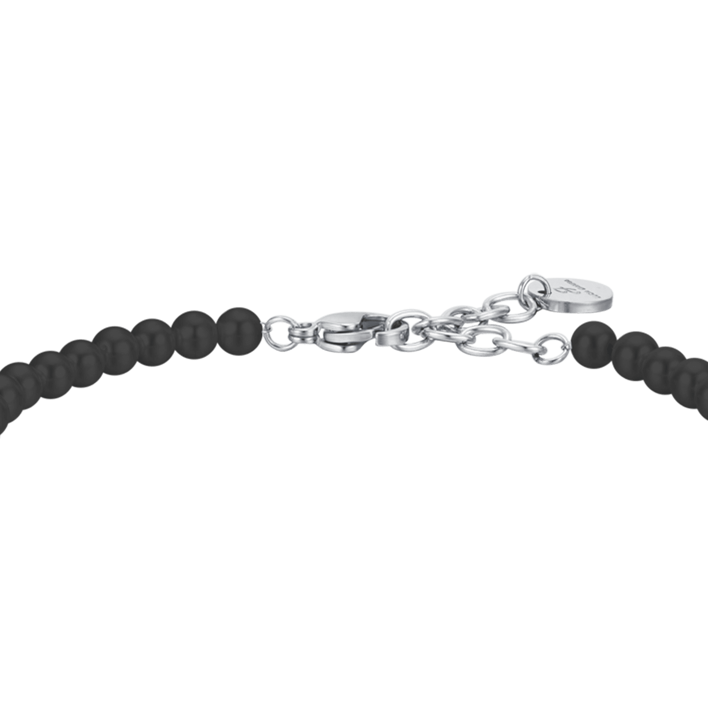 HERRENARMBAND AUS STAHL MIT SCHWARZEN PERLEN