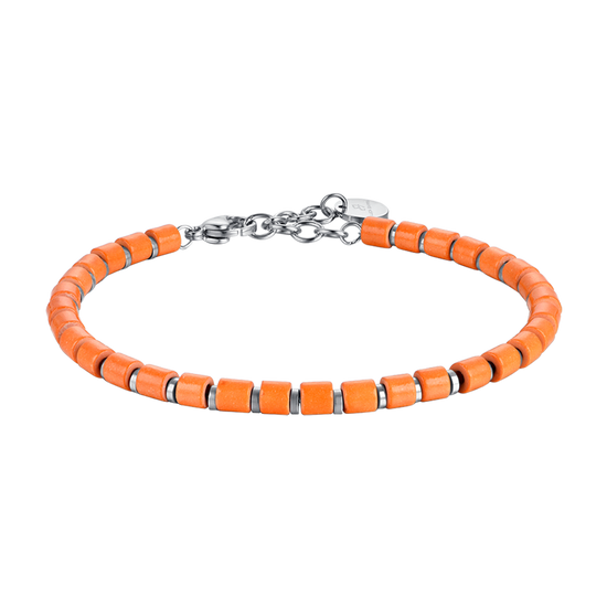 HERRENARMBAND AUS STAHL MIT ORANGEFARBENEN STEINEN