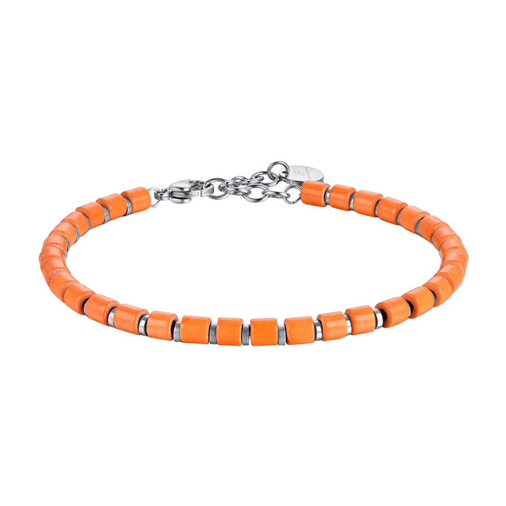 HERRENARMBAND AUS STAHL MIT ORANGEFARBENEN STEINEN