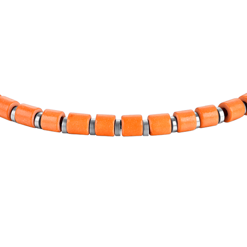 HERRENARMBAND AUS STAHL MIT ORANGEFARBENEN STEINEN