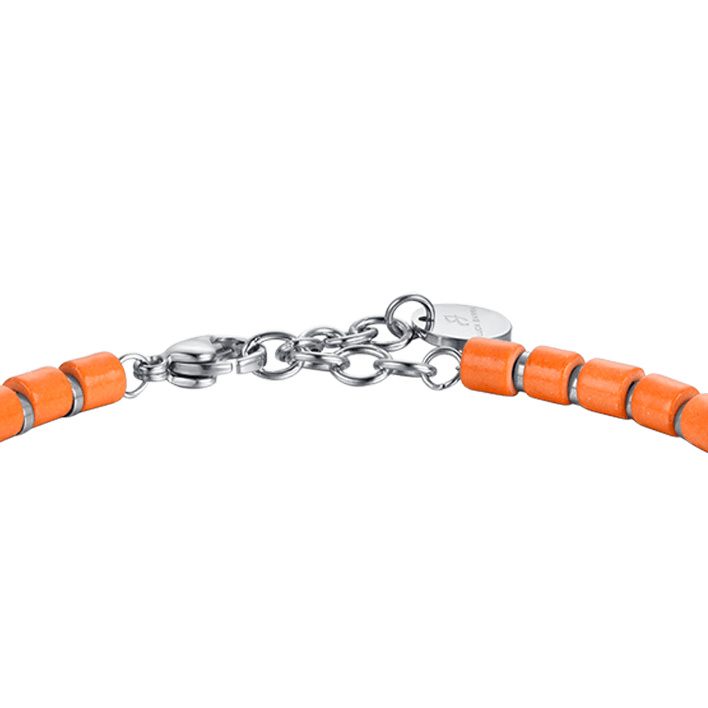 HERRENARMBAND AUS STAHL MIT ORANGEFARBENEN STEINEN