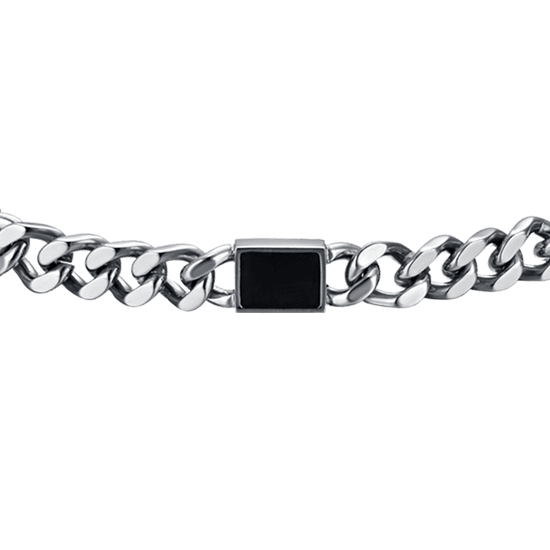 HERRENARMBAND AUS STAHL MIT SCHWARZEN ELEMENTEN