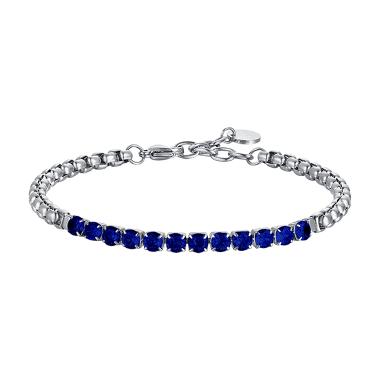 HERRENARMBAND AUS STAHL MIT BLAUEN KRISTALLEN