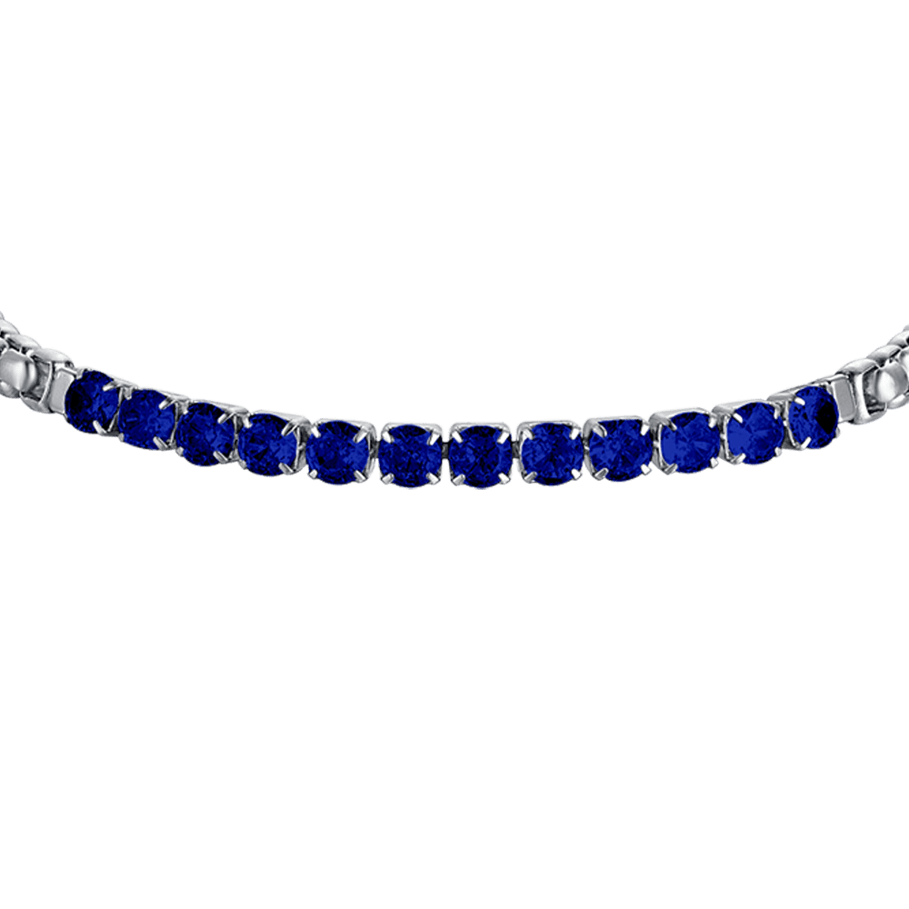 HERRENARMBAND AUS STAHL MIT BLAUEN KRISTALLEN