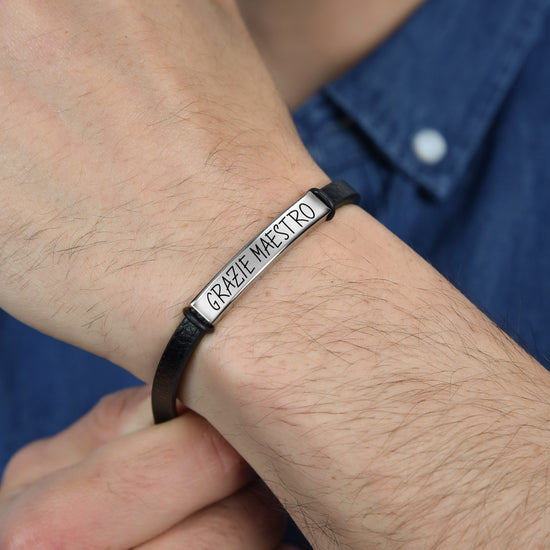 HERREN LEDER-DANKESCHÖN-ARMBAND MIT PLATTE