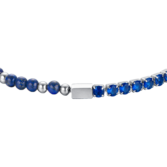 HERRENARMBAND AUS STAHL MIT BLAUEN KRISTALLEN UND STEINEN