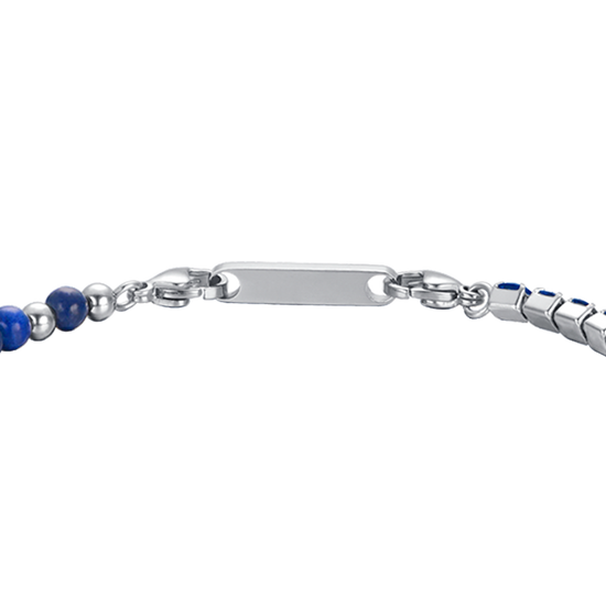 HERRENARMBAND AUS STAHL MIT BLAUEN KRISTALLEN UND STEINEN