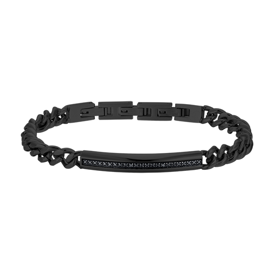 SCHWARZES IP-STAHL HERRENARMBAND MIT SCHWARZEM KRISTALLELEMENT