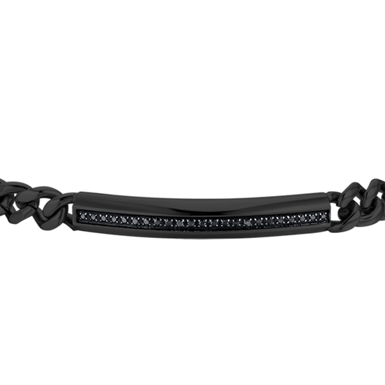 SCHWARZES IP-STAHL HERRENARMBAND MIT SCHWARZEM KRISTALLELEMENT