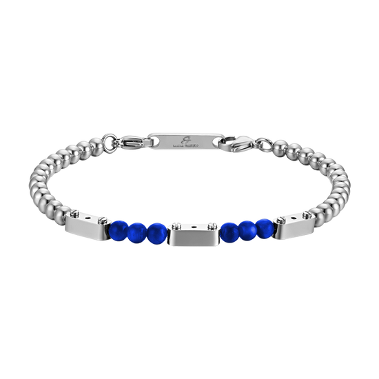 HERRENARMBAND AUS STAHL MIT LAPIS-STEINEN