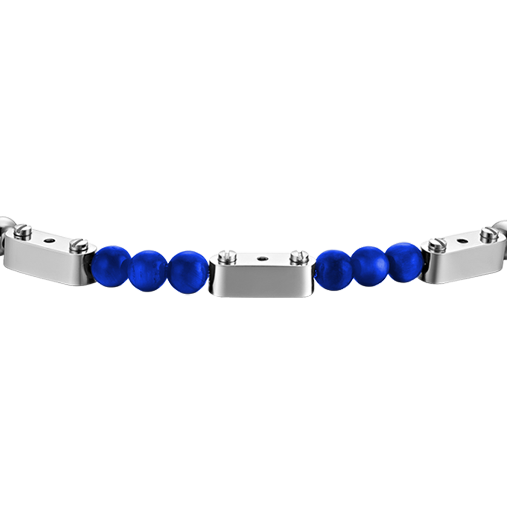 HERRENARMBAND AUS STAHL MIT LAPIS-STEINEN