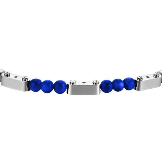 HERRENARMBAND AUS STAHL MIT LAPIS-STEINEN