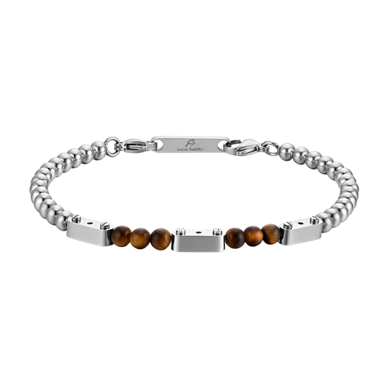 HERRENARMBAND AUS STAHL MIT TIGERAUGENSTEINEN