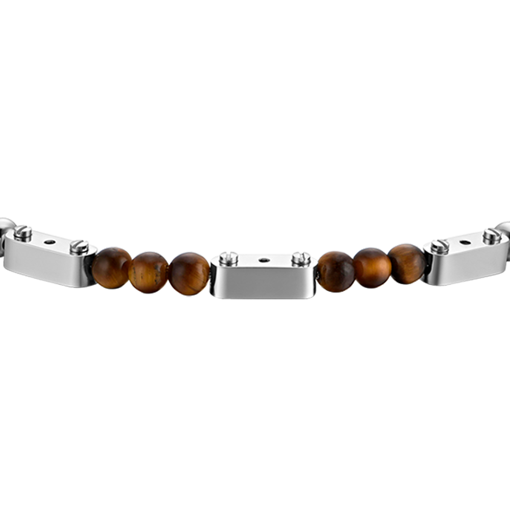 HERRENARMBAND AUS STAHL MIT TIGERAUGENSTEINEN