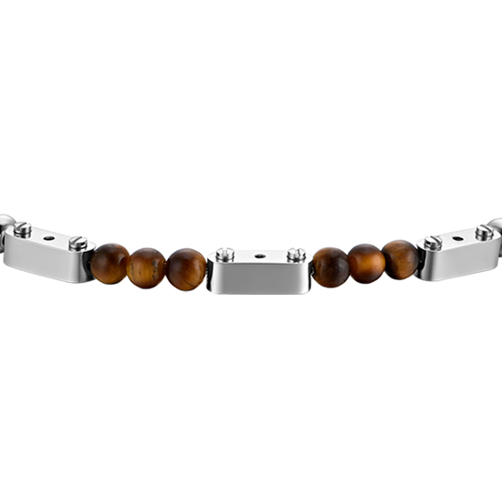 HERRENARMBAND AUS STAHL MIT TIGERAUGENSTEINEN