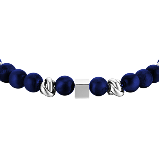 HERRENARMBAND AUS STAHL MIT BLAUEN STEINEN UND STAHLELEMENTEN