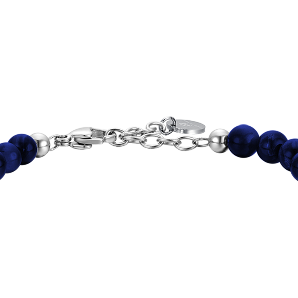 HERRENARMBAND AUS STAHL MIT BLAUEN STEINEN UND STAHLELEMENTEN