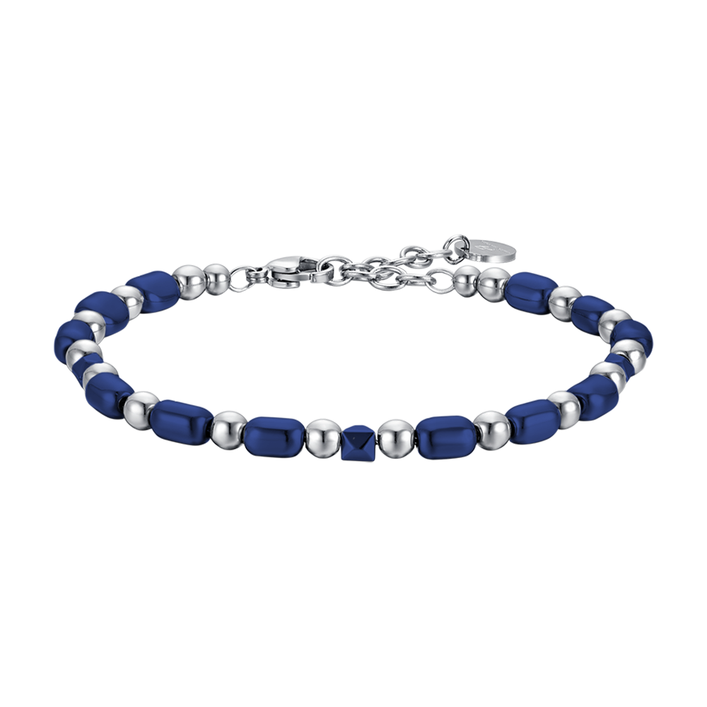 HERRENARMBAND AUS STAHL MIT BLAUEM HÄMATIT