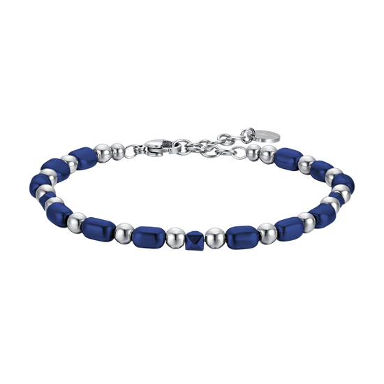 HERRENARMBAND AUS STAHL MIT BLAUEM HÄMATIT