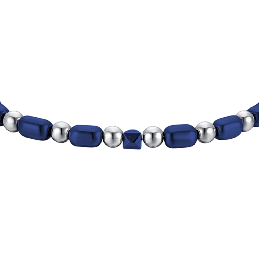 HERRENARMBAND AUS STAHL MIT BLAUEM HÄMATIT