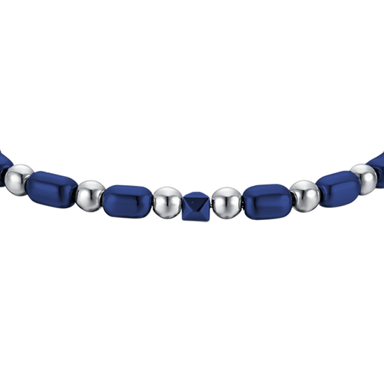 HERRENARMBAND AUS STAHL MIT BLAUEM HÄMATIT