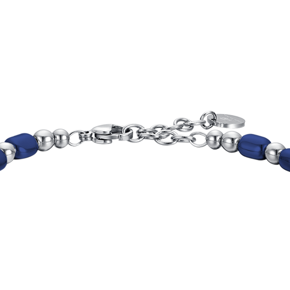 HERRENARMBAND AUS STAHL MIT BLAUEM HÄMATIT