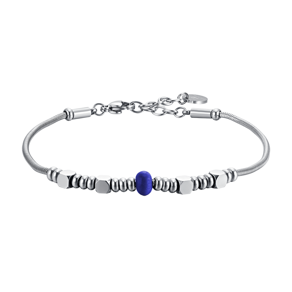 HERRENARMBAND AUS STAHL MIT BLAUEM STEIN