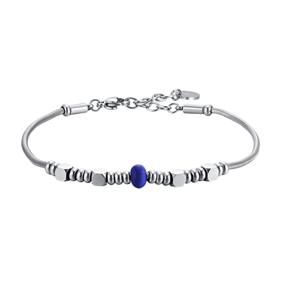 HERRENARMBAND AUS STAHL MIT BLAUEM STEIN