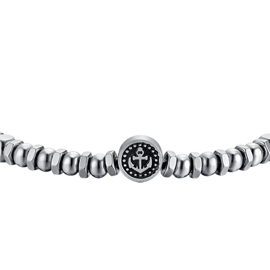 HERRENARMBAND AUS STAHL MIT ANKER UND SCHWARZER EMAILLE