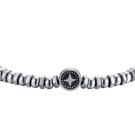 HERRENARMBAND AUS STAHL MIT KOMPASSROSE UND SCHWARZER EMAILLE