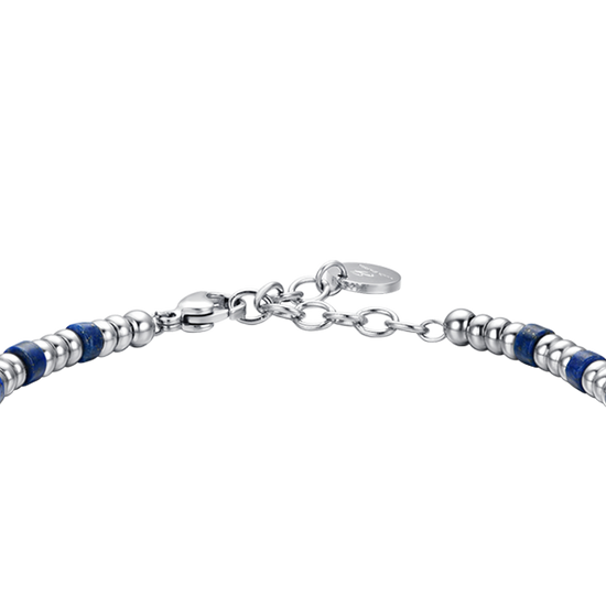 HERRENARMBAND AUS STAHL MIT SILBERNEN ELEMENTEN UND BLAUEN STEINEN