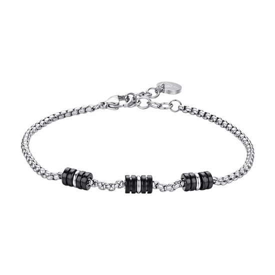 HERRENARMBAND AUS STAHL MIT SCHWARZEN UND SILBERNEN IP-ELEMENTEN