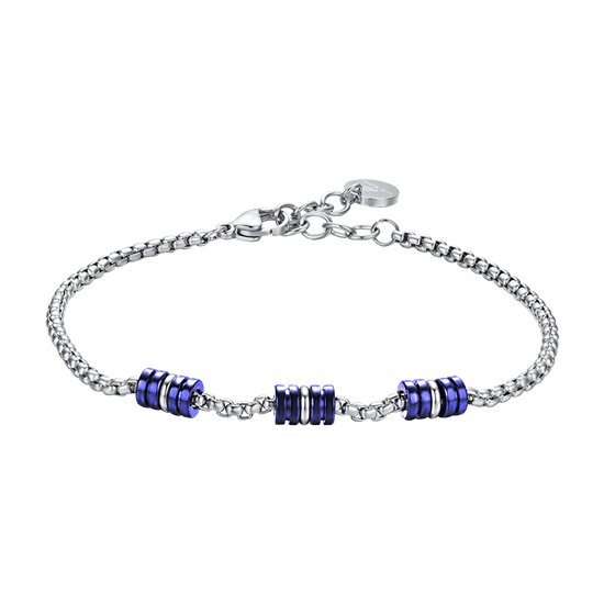 HERRENARMBAND AUS STAHL MIT BLAUEN UND SILBERNEN IP-ELEMENTEN