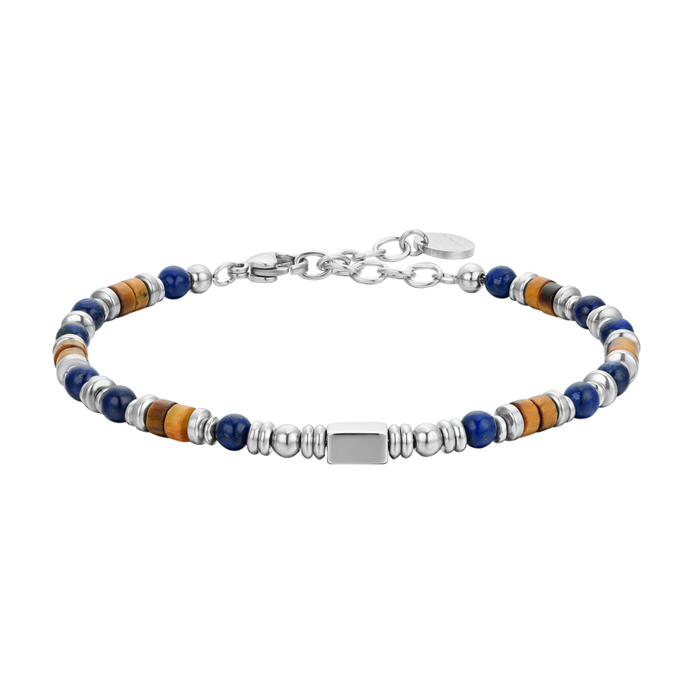 HERRENARMBAND AUS STAHL MIT LAPIS-STEIN