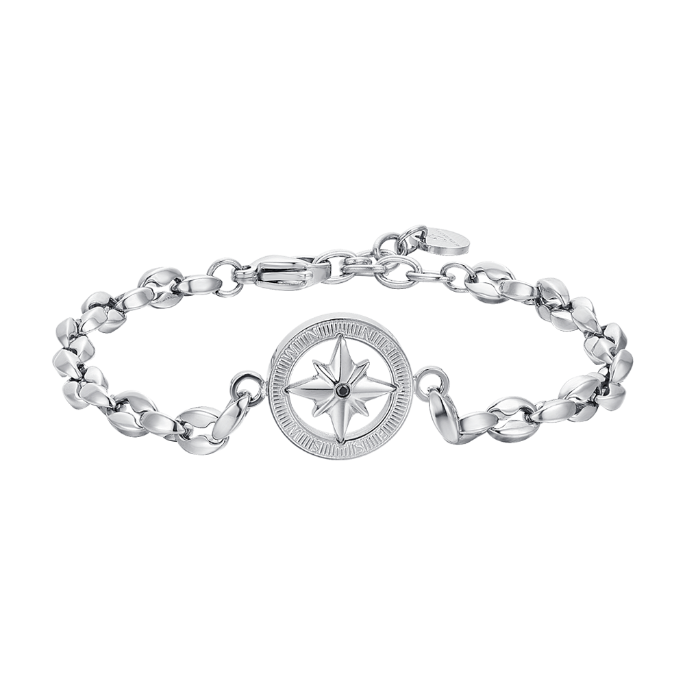 HERRENARMBAND AUS STAHL MIT KOMPASSROSE