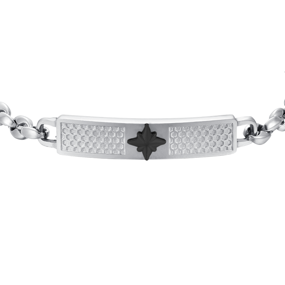 HERRENARMBAND AUS STAHL MIT KOMPASSROSE