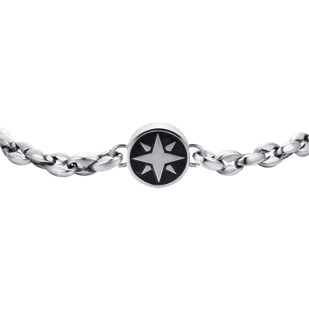 HERRENARMBAND AUS STAHL MIT KOMPASSROSE